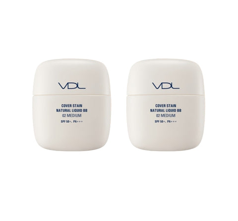 2 x VDL Cover Stain Natural Liquid BB 50ml, SPF50+ PA+++, 2 Colours from Korea