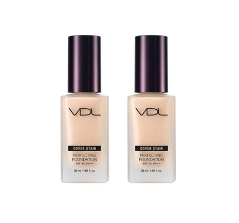 2 x VDL Cover Stain Perfecting Foundation 30ml, 8 Colours, SPF35 PA++ from Korea