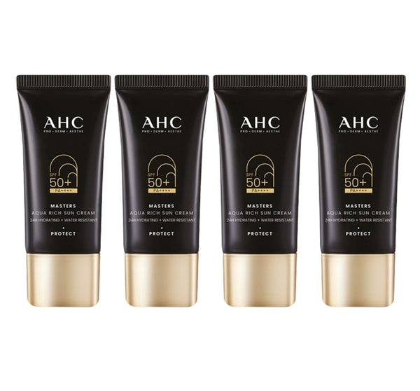 4 x AHC Masters Aqua Rich Sun Cream SPF50+ PA++++ 30ml from Korea