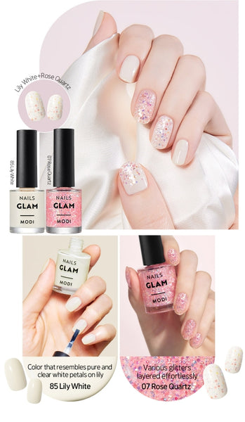 ETUDE MODI Glam Nails (3 Colors; Charmant Rose, Rose Quartz, Lily White) from Korea