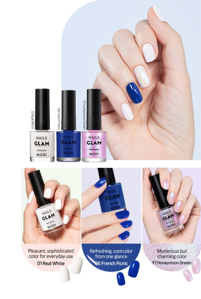 ETUDE MODI Glam Nails (3 Colors; Real White, French Picnic, Honeymoon Dream) from Korea