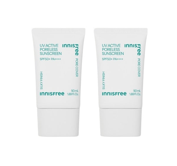 2 x Innisfree UV Active Poreless Sun Cream 50ml, SPF 50+ PA++++ from Korea