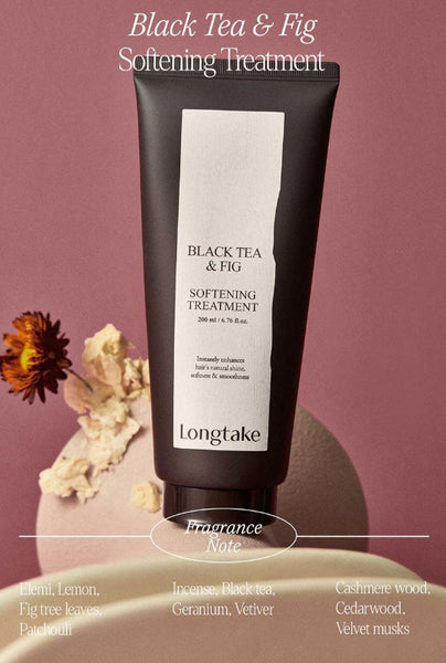 LONGTAKE Black Tea & Fig Softening Shampoo 300ml + Treatment 200ml + Hair Oil 40ml from Korea