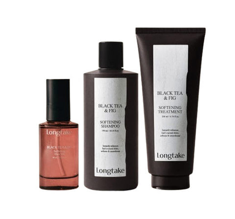 LONGTAKE Black Tea & Fig Softening Shampoo 300ml + Treatment 200ml + Hair Oil 40ml from Korea