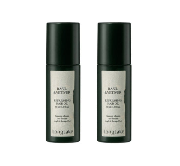 2 x LONGTAKE Basil & Vetiver Refreshing Hair Oil 50ml from Korea