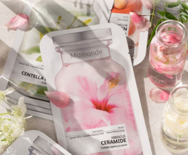 12 x Mamonde Hibiscus Ceramide Flower Ampoule Mask Sheet 23ml from Korea