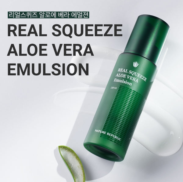 2 X NATURE REPUBLIC Real Squeeze Aloe Vera Emulsion 130ml from Korea