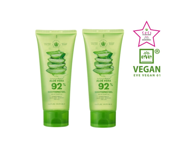 2 X NATURE REPUBLIC Soothing & Moisture Aloe Vera 92% Soothing Gel (Tube) 250ml from Korea