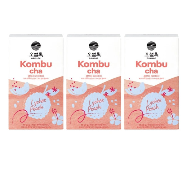 3 x Osulloc Kombucha Tea LycheePeach, 1 Box 10ea, from Korea