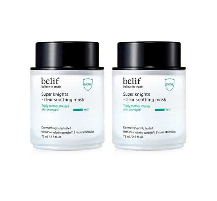 2 x belif Super Knights Clear Soothing Mask 75ml from Korea