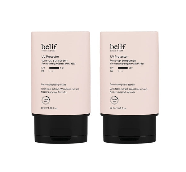 2 x belif UV Protector Tone-up Sunscreen SPF50+ PA++++ 50ml from Korea