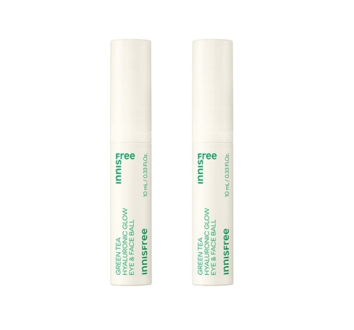 2 x innisfree Green Tea Hyaluronic Glow Eye & Faceball  10ml from Korea