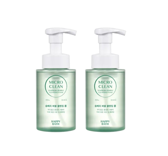 2 x HAPPY BATH Micro Clean Soapberry Bubble Cleansing Foam 300ml from Korea