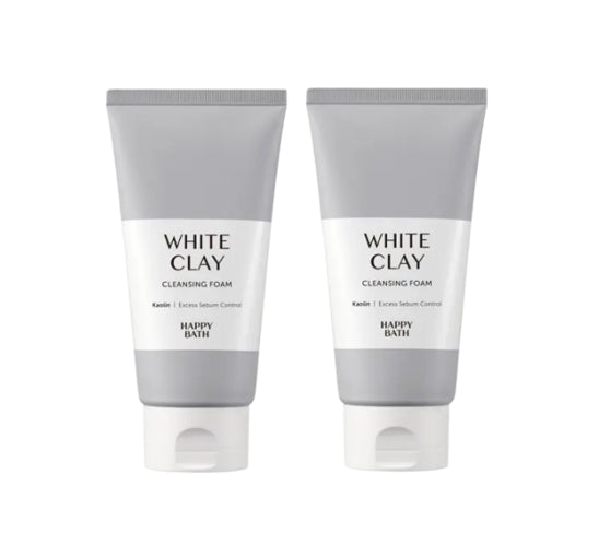 2 x HAPPY BATH White Clay Cleansing Foam 150g from Korea