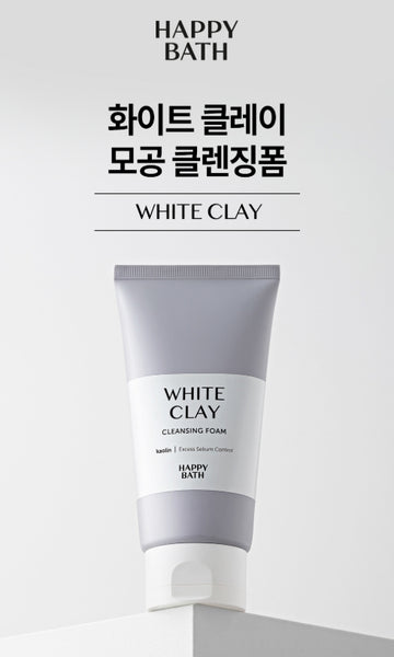 2 x HAPPY BATH White Clay Cleansing Foam 150g from Korea